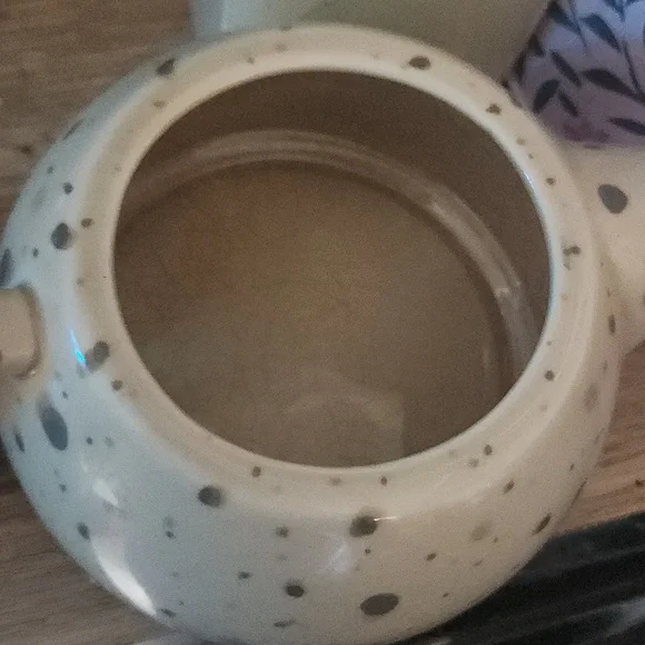 Speckled Ceramic Teapot with Blue Accents - Picture 2 of 2